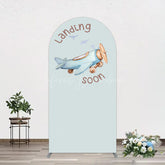 Lofaris Blue Airplane Landing Soon Baby Shower Arch Backdrop